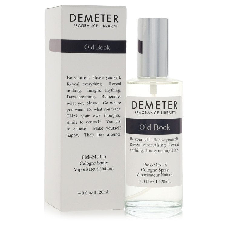 Demeter Old Book Cologne bottle — Earthy Woody unisex fragrance with paper, aged ink, dust, dry wood, and soft amber notes