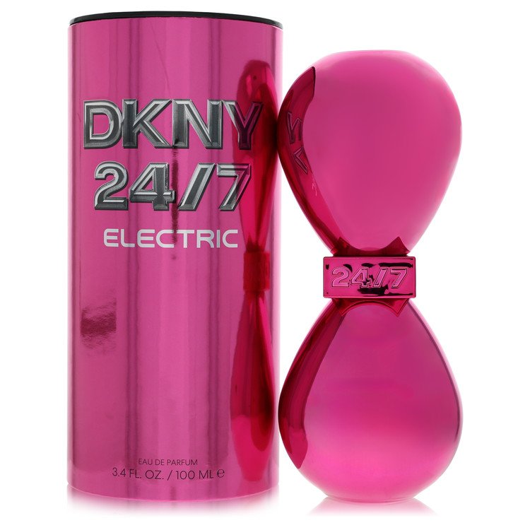 DKNY 24/7 Electric Perfume bottle — floriental fruity women’s Eau de Parfum with Italian bergamot, tangerine, mango, jasmine, gardenia, orange blossom, vanilla, sandalwood, musk, and patchouli.