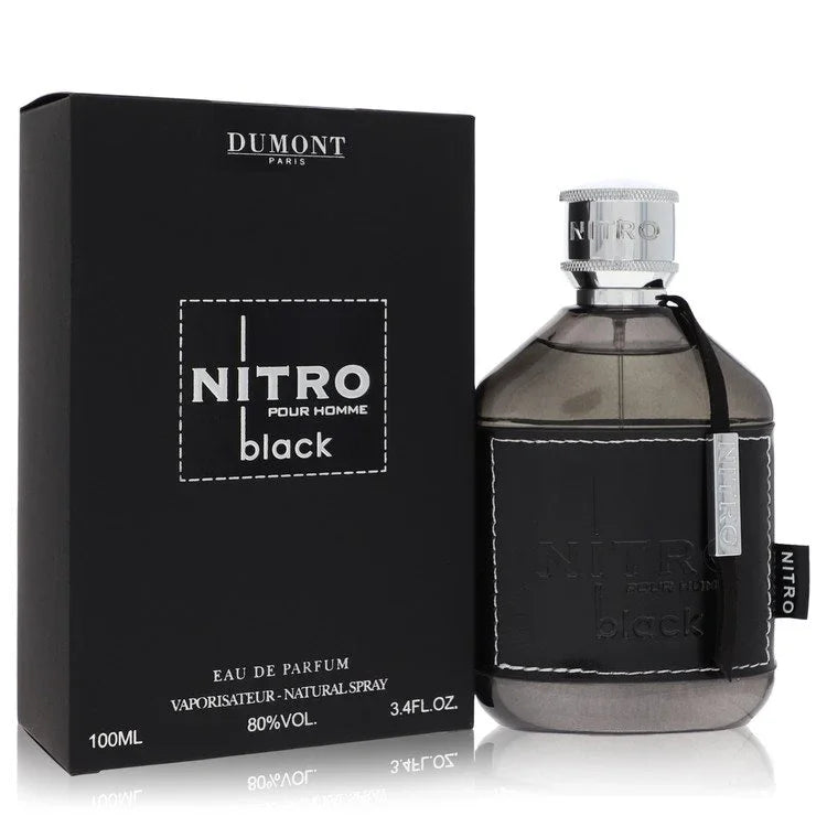 Dumont Nitro Black perfume bottle and packaging on a white background
