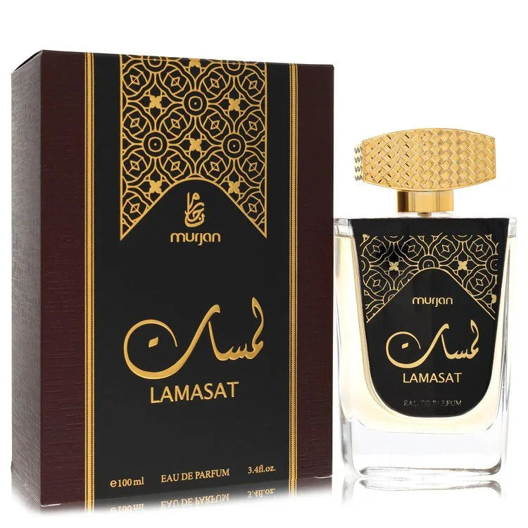 Mujan Lamasat perfume bottle and packaging on a white background