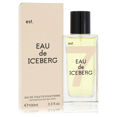 Eau de Iceberg perfume bottle and packaging on a white background
