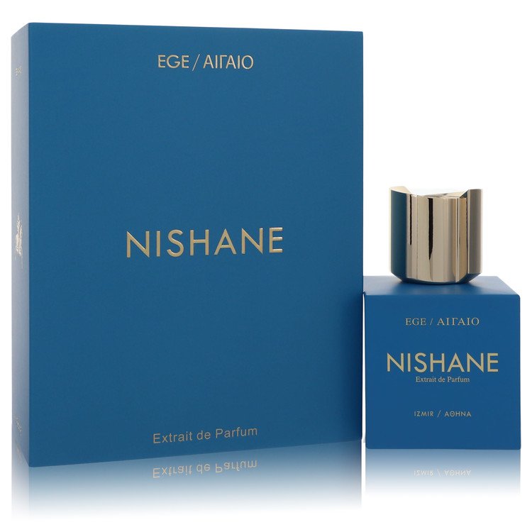 Nishane EGE Ailaio Extrait de Parfum bottle with violet leaf, yuzu, anise, basil, mint, cardamom, olibanum and licorice
