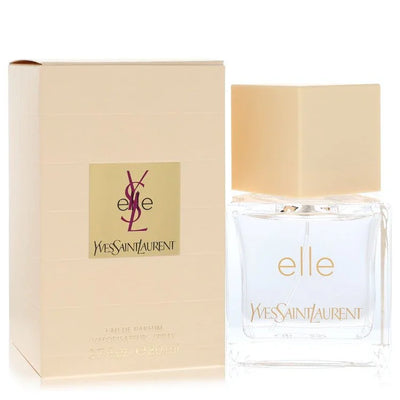 Yves Saint Laurent Elle Perfume bottle — floral woody musk women’s Eau de Parfum with litchi, peony, Amalfi lemon, pink pepper, rose, jasmine, freesia, patchouli, cedar, vetiver, and ambrette.