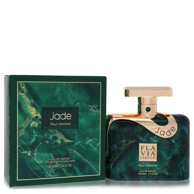 Flavia Jade Cologne bottle — floral aromatic citrus men’s Eau de Parfum with citrus fruits, green apple, bergamot, lavender, geranium, jasmine, clary sage, cedarwood, sandalwood, and musk