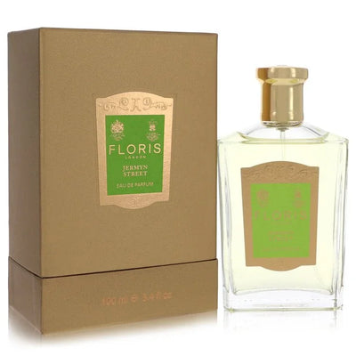 Floris perfume bottle and packaging on a white background