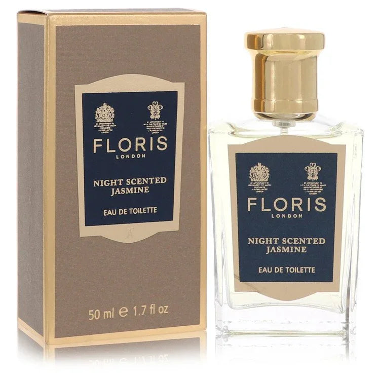 Floris London Night Scented Jasmine perfume bottle and packaging on a white background