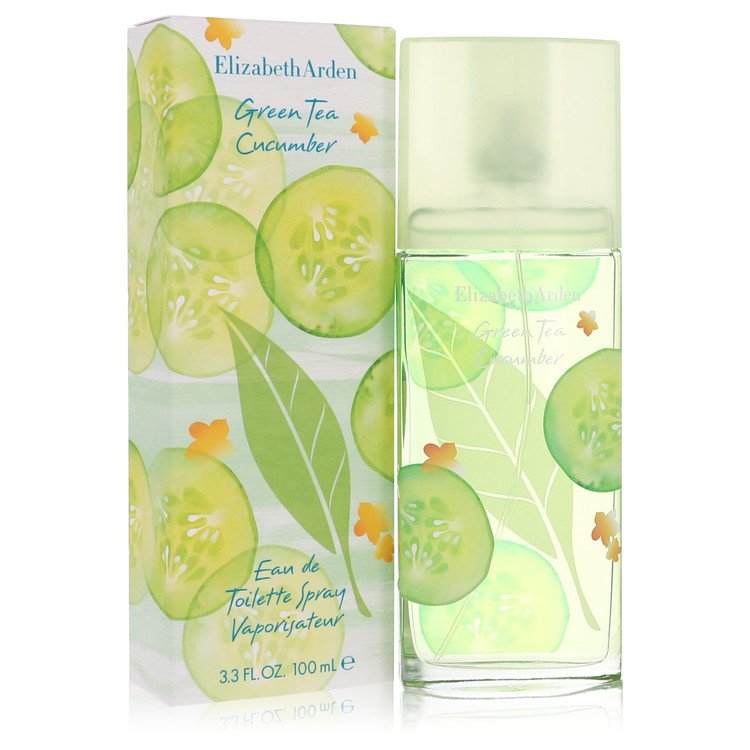 Elizabeth Arden Green Tea Cucumber perfume bottle and packaging on a white background