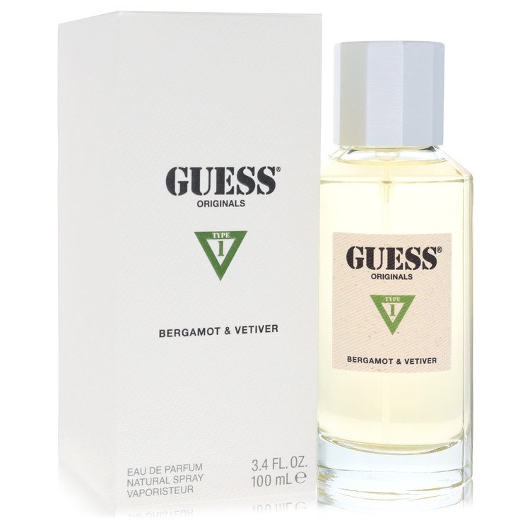 Guess Originals Bergamot & Vetiver perfume bottle and packaging on a white background