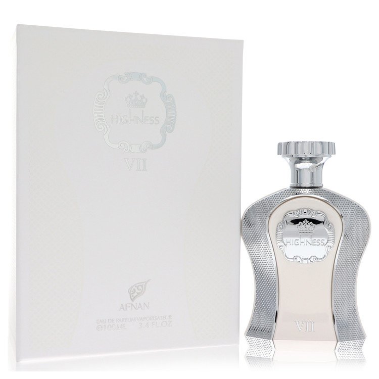 Afnan His Highness White VII Cologne bottle — luxury men's woody oriental spicy fragrance featuring intense notes of bergamot, rose, and warm sandalwood