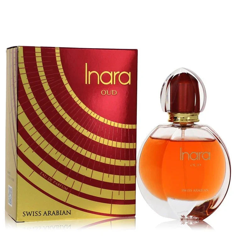 Swiss Arabian Inhara Oud perfume bottle and packaging on a white background