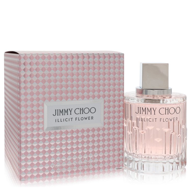 Jimmy Choo Illicit Flower Perfume bottle — floral woody musk women's fragrance with mandarin orange, apricot, grapefruit blossom, rose, freesia, pear, jasmine, cashmere wood, and musk