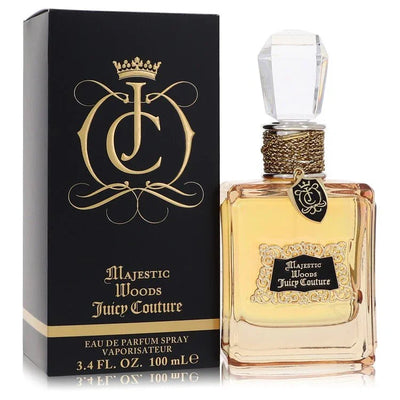 Juicy Couture Majestic Woods perfume bottle and packaging on a white background