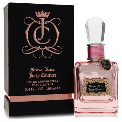 Juicy Couture Royal Rose perfume bottle and packaging on a white background