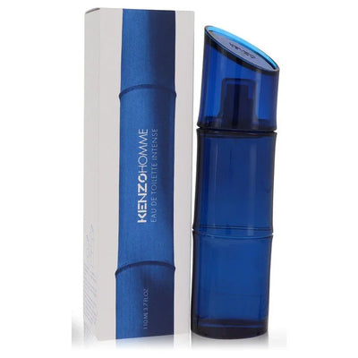 Blue Kenzo Homme perfume bottle and packaging on a white background