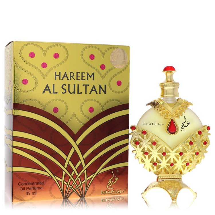 Khadlaj Hareem Al Sultan Gold 35 ml concentrated perfume oil with bergamot, jasmine, peony, pineapple, plum, peach, musk, sandalwood and patchouli