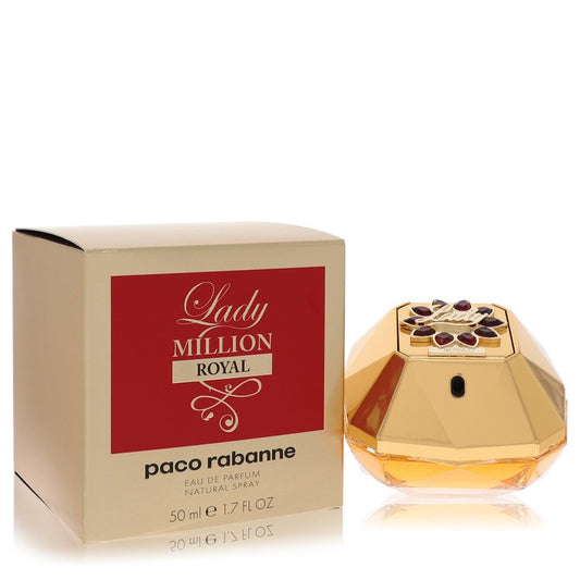 Paco Rabanne Lady Million Royal perfume bottle and packaging on a white background