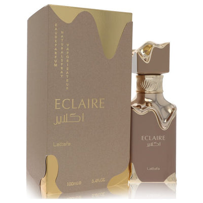 Lattafa Eclaire Perfume bottle with caramel, milk, honey, vanilla, praline and musk gourmand notes