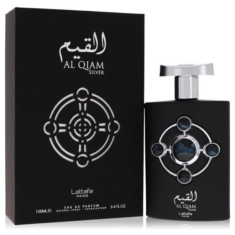 Lattafa Pride Al Qiam Gold cologne bottle with saffron, raspberry, leather, patchouli, oud, amber, benzoin and vetiver