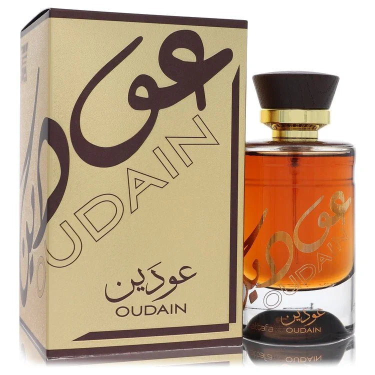 Oudain perfume bottle and packaging on a white background