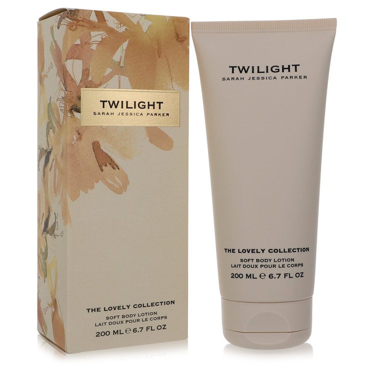 Twilight soft body lotion by Sarah Jessica Parker with floral packaging on a white background