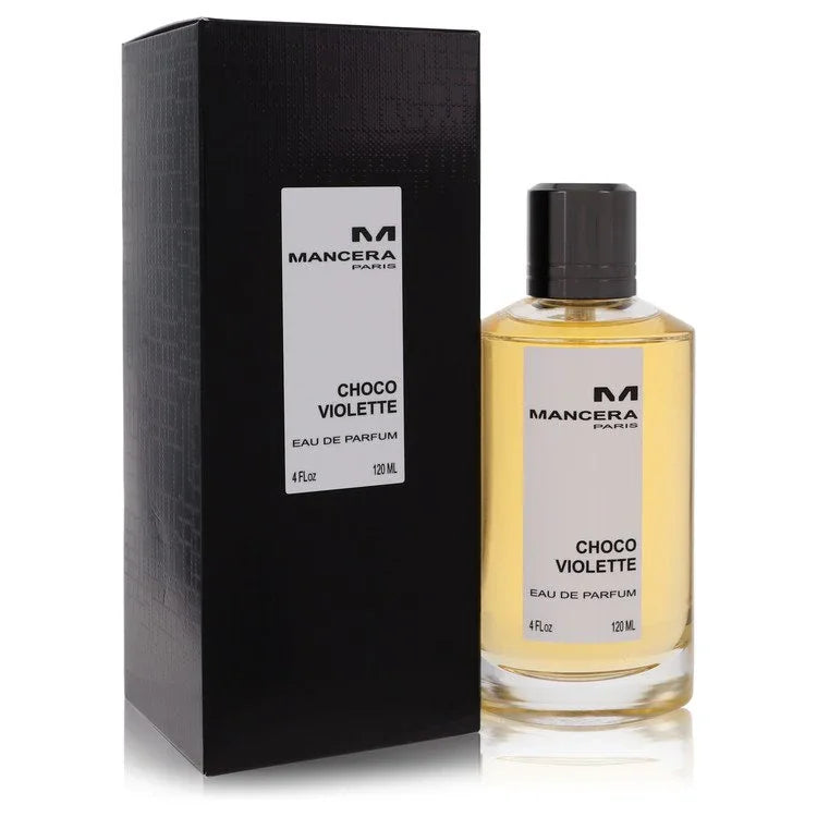 Mancera Choco Violette perfume bottle and packaging on a white background