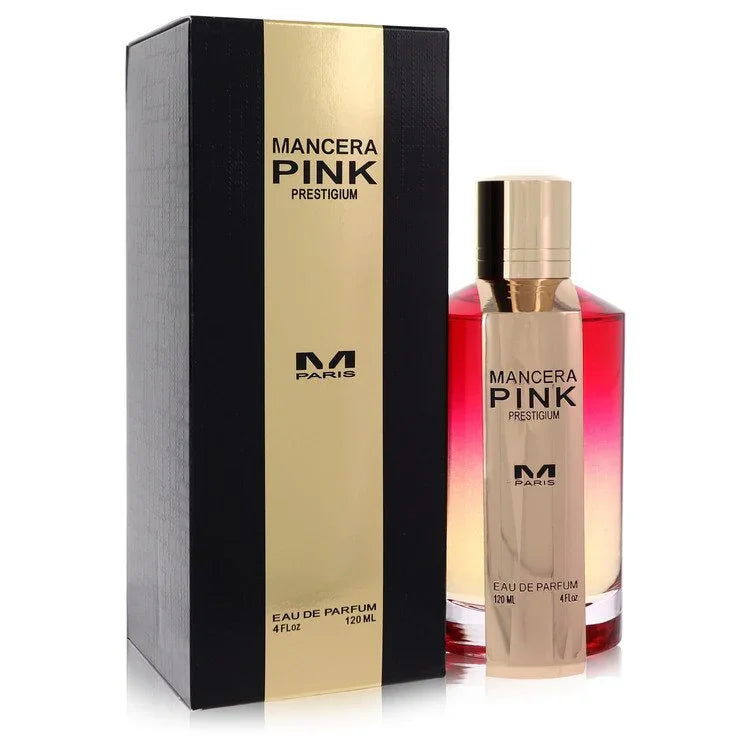 Mancera Pink Prestigium perfume bottle and packaging on a white background