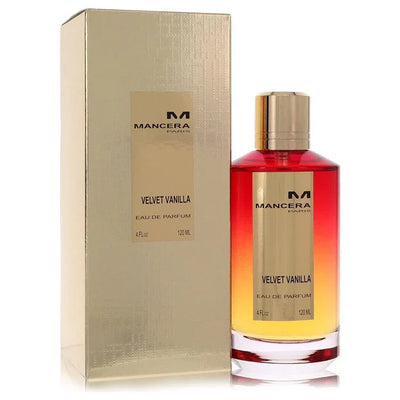 Mancera Velvet Vanilla eau de parfum bottle and packaging on a white background
