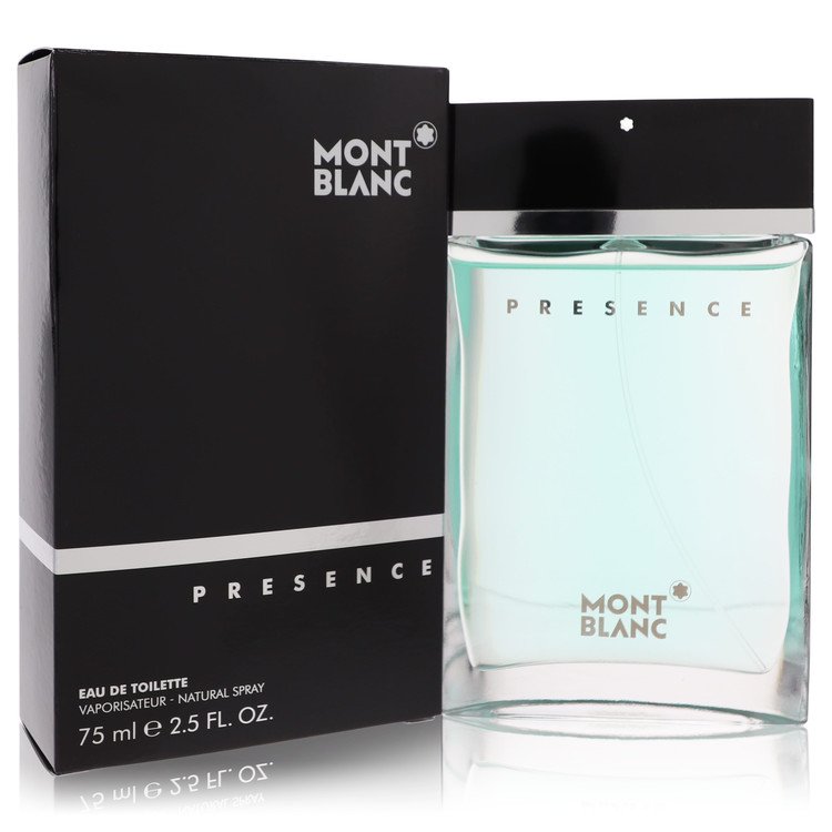 Mont Blanc Presence Cologne bottle — Warm Spicy men fragrance with cinnamon, cardamom, ginger, bergamot, apple, sage, tonka bean, and teak wood