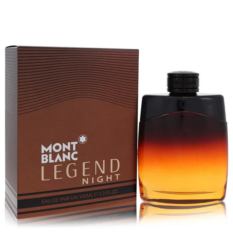 Mont Blanc Legend Night perfume bottle and packaging on a white background