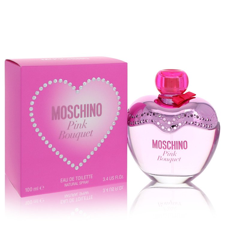 Moschino Pink Bouquet perfume bottle and packaging on a white background