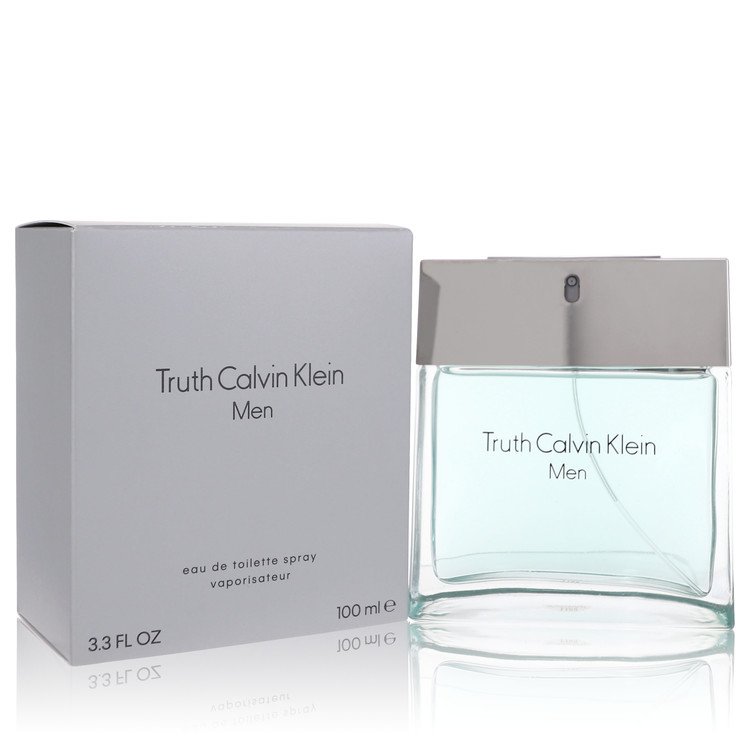 Calvin Klein Truth Men perfume bottle and packaging on a white background