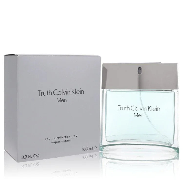 Calvin Klein Truth Men perfume bottle and packaging on a white background