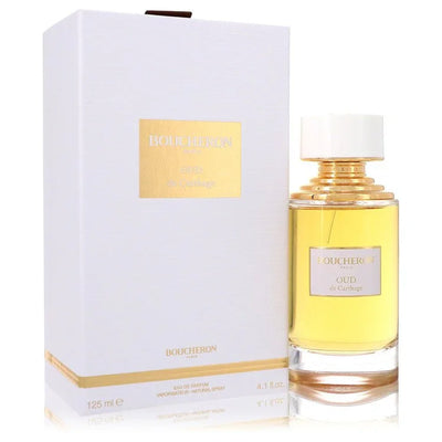 Boucheron Oud perfume bottle with packaging on a white background
