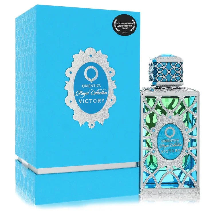 Orientalis Royal Collection Victory perfume bottle and packaging on a white background