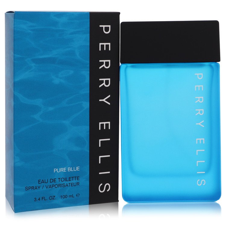Perry Ellis Pure Blue Cologne bottle - men's aromatic aquatic fragrance with bergamot, grapefruit, apple and sandalwood