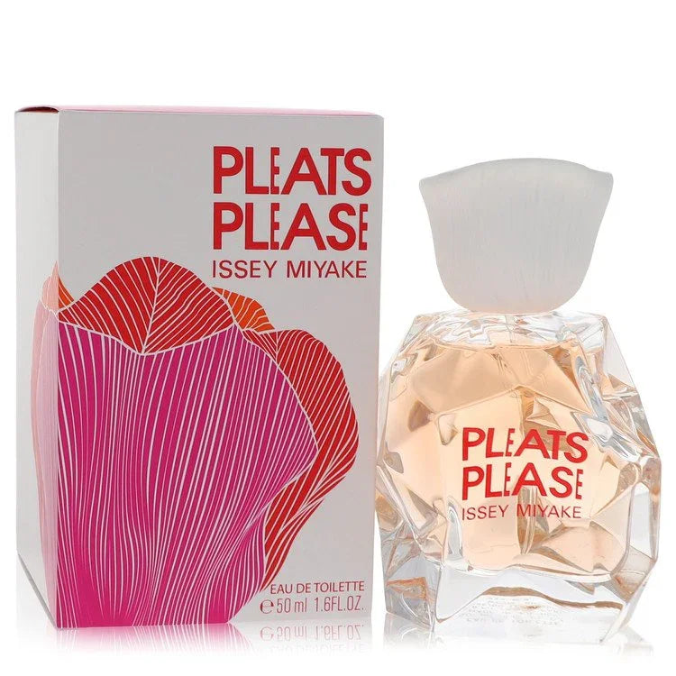 Issey Miyake Pleats Please Eau de Toilette white flower cap bottle — floral fruity EDT with nashi, peony, sweet pea and vanilla absolute
