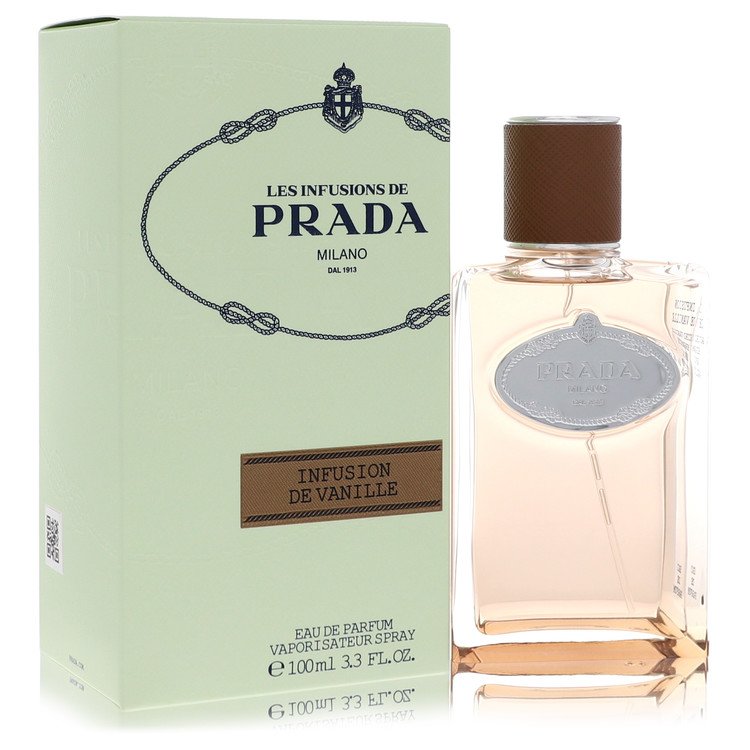 Prada perfume bottle and packaging on a white background