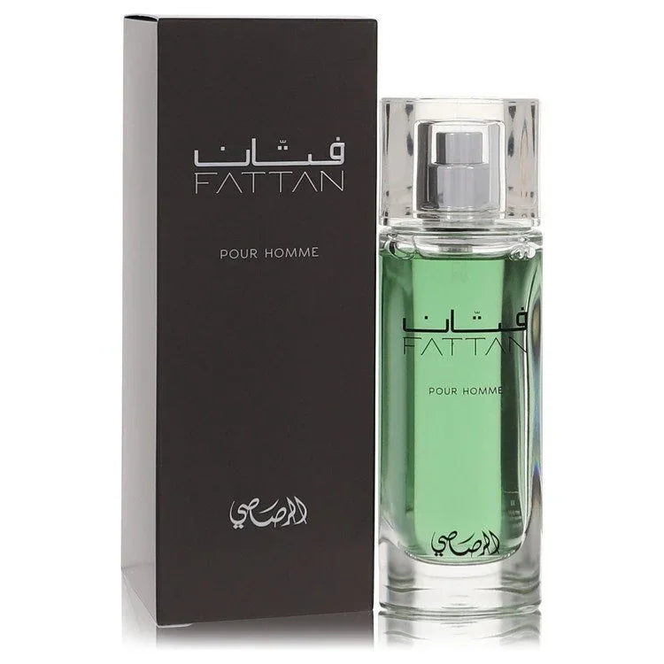 Fattan Pour Homme perfume bottle and packaging on a white background