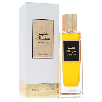 Amber Silk perfume bottle and packaging on a white background