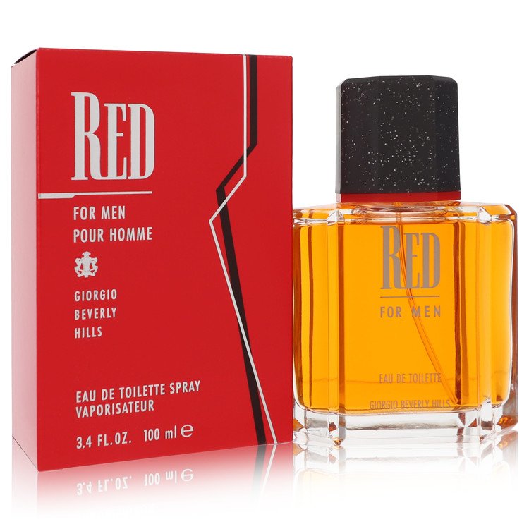 Giorgio Beverly Hills Red for Men perfume bottle and packaging on a white background