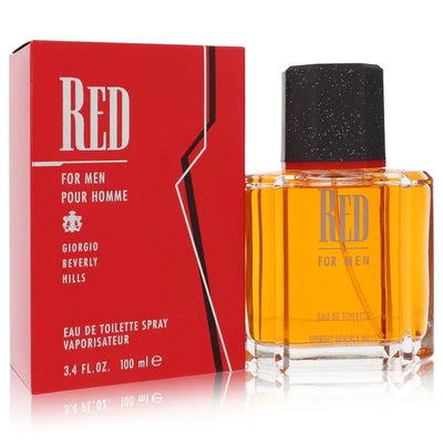 Giorgio Beverly Hills Red for Men perfume bottle and packaging on a white background