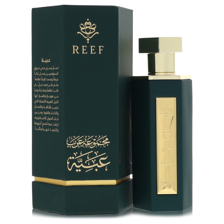 Reef Obaiah Parfum Cologne bottle — warm spicy woody men fragrance with bergamot, lemon, cinnamon, amber, cedarwood, and vanilla.