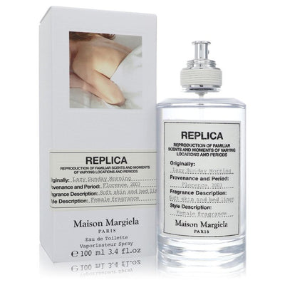 Replica Lazy Sunday Morning Perfume bottle by Maison Margiela — floral fresh fragrance with pear, lily of the valley, iris, rose, white woods, Indonesian patchouli leaf and white musk