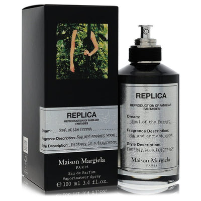 Maison Margiela Replica Soul of The Forest Eau de Parfum bottle — rare luxury unisex atmospheric woody fragrance featuring unique notes of cassis, fir balsam, and incense