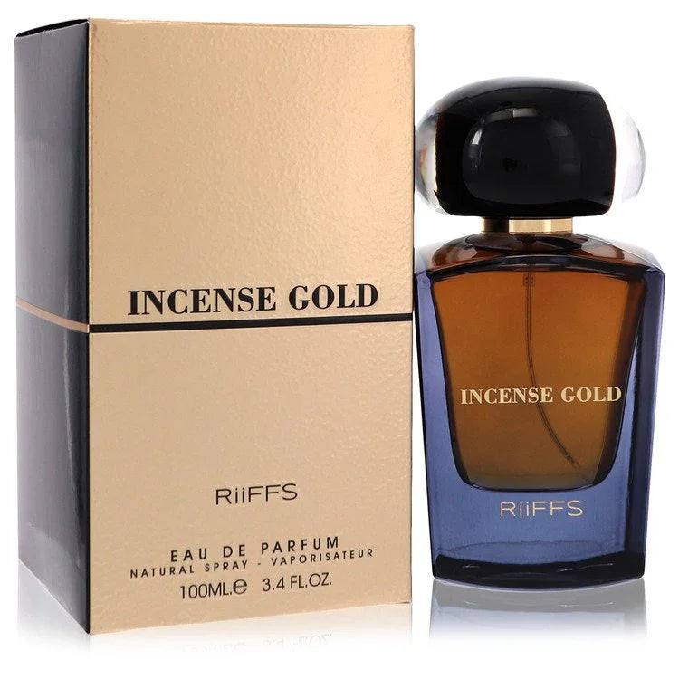 RiiFFS Incense Gold perfume bottle and packaging on a white background