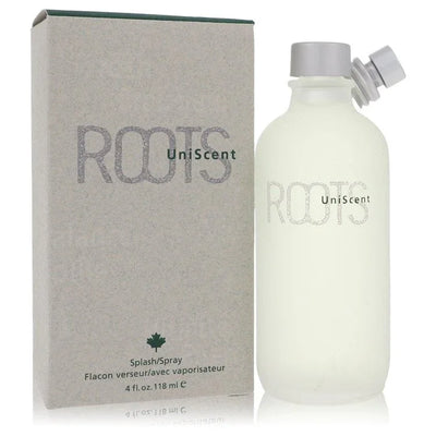 White bottle and packaging of 'ROOTS UniScent' on a white background