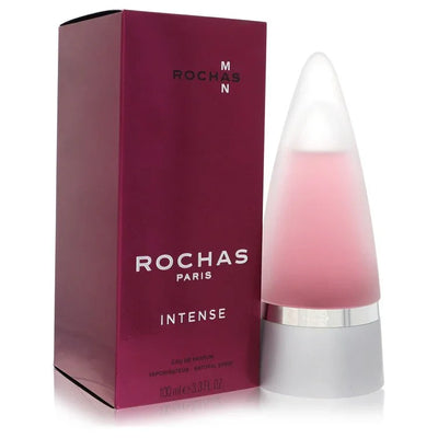 Rochas Paris Intense perfume bottle and packaging on a white background