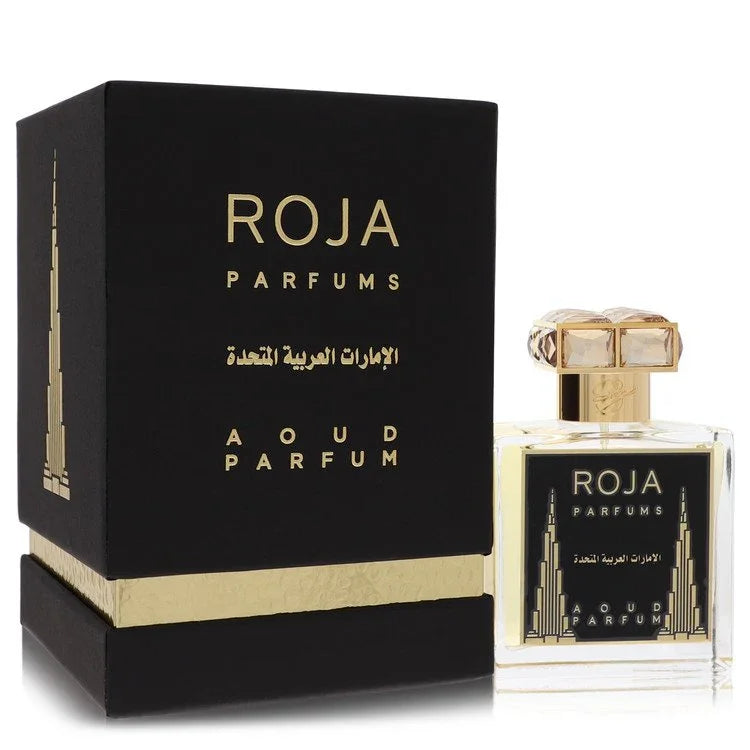 Roja United Arab Emirates Perfume crystal bottle — Oriental Floral unisex fragrance with bergamot, lemon, artemisia, rose de mai, jasmin de grasse, ylang ylang, cardamom, clove, patchouli, oud, cedar, gaiac wood, musk, incense, and amber