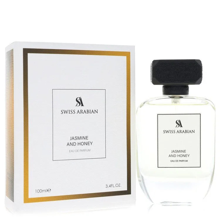 Swiss Arabian Jasmine and Honey Eau de Parfum bottle and packaging on a white background