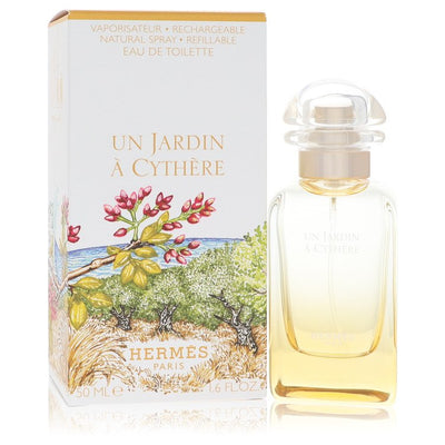 Hermes Un Jardin A Cythere perfume bottle — woody unisex EDT with grass, citrus, pistachio, olive wood